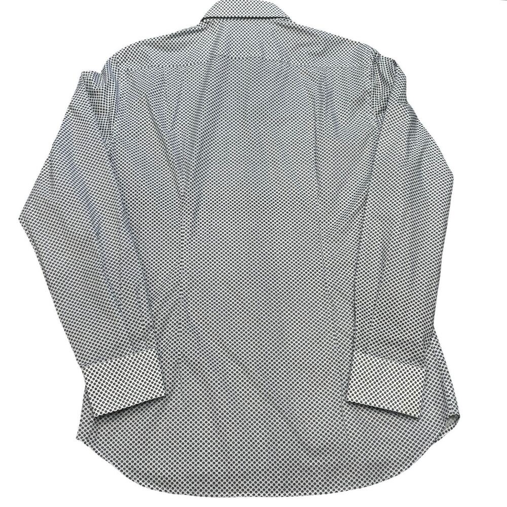 J.Lindeberg Slim Fit Long Sleeve Size 40 15 3/4 [M] White Blue Micro Medallion - Picture 4 of 8